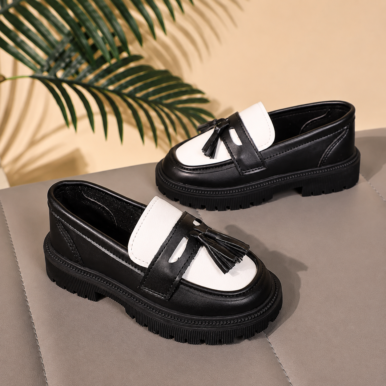 Bowknot Hook And Loop Non Slip Versatile Loafer Shoes For Girls