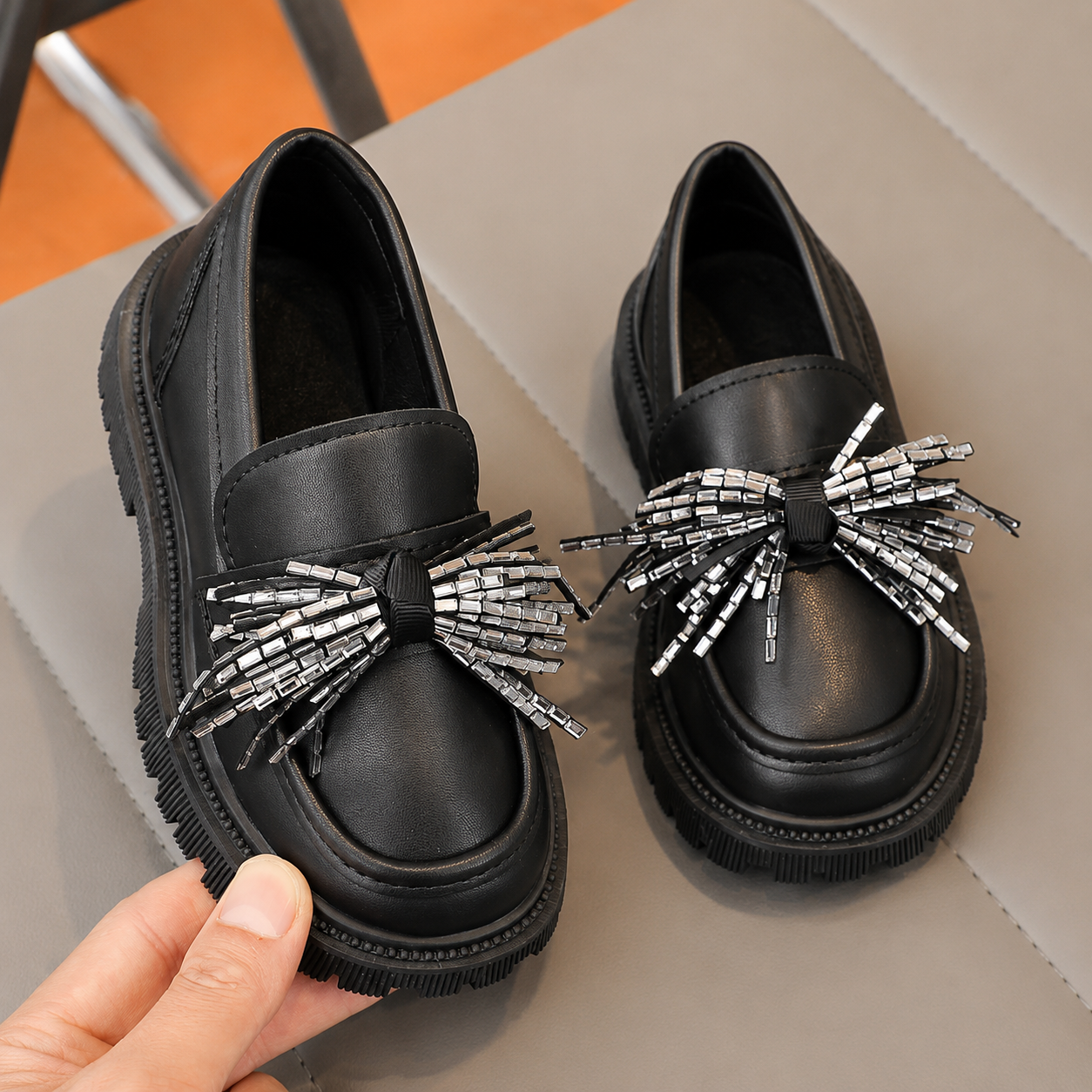 Non Slip Versatile Party And School Wear Loafers For Girls