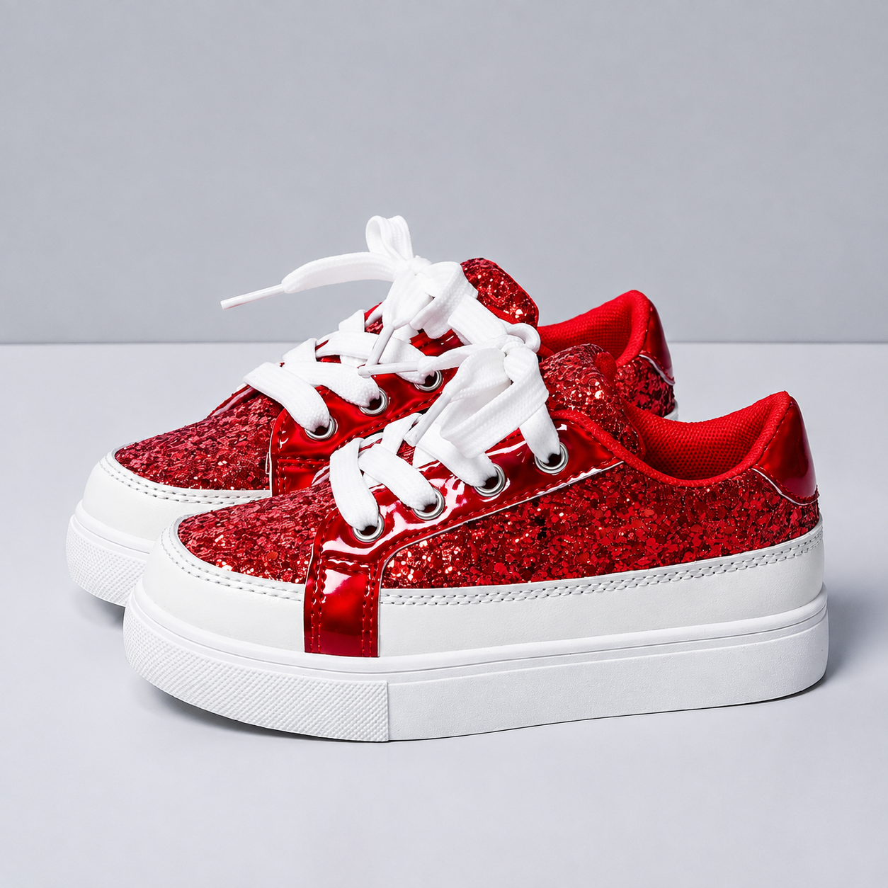 Casual Flat Party Wear Shiny Sneakers For Girls