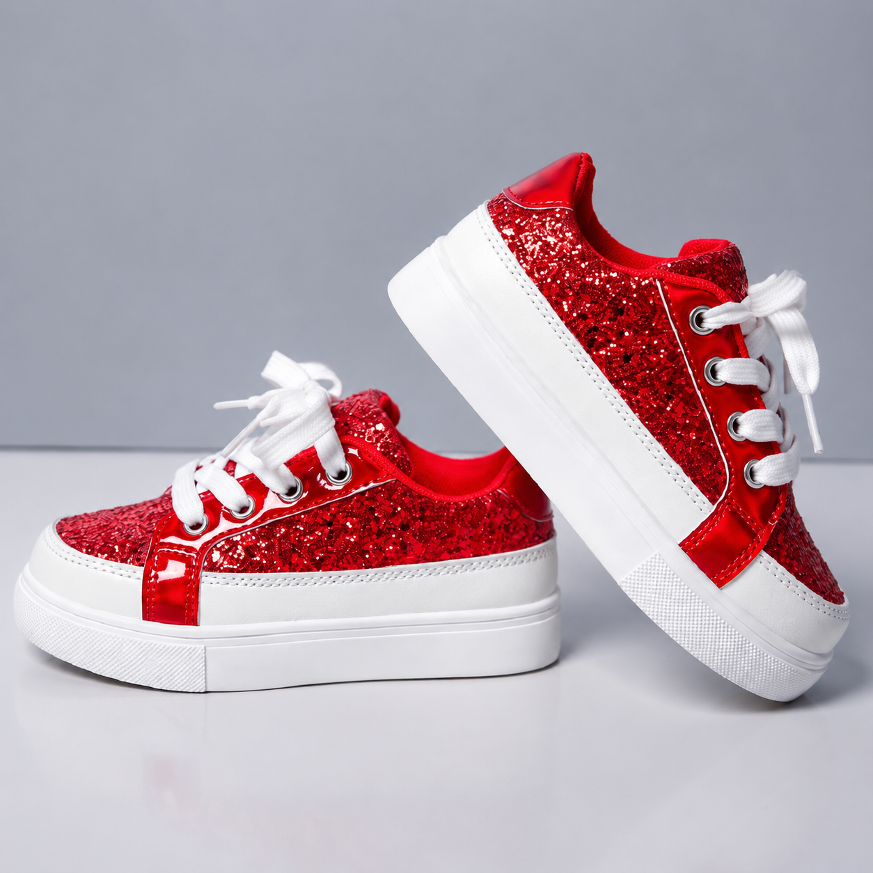 Casual Flat Party Wear Shiny Sneakers For Girls