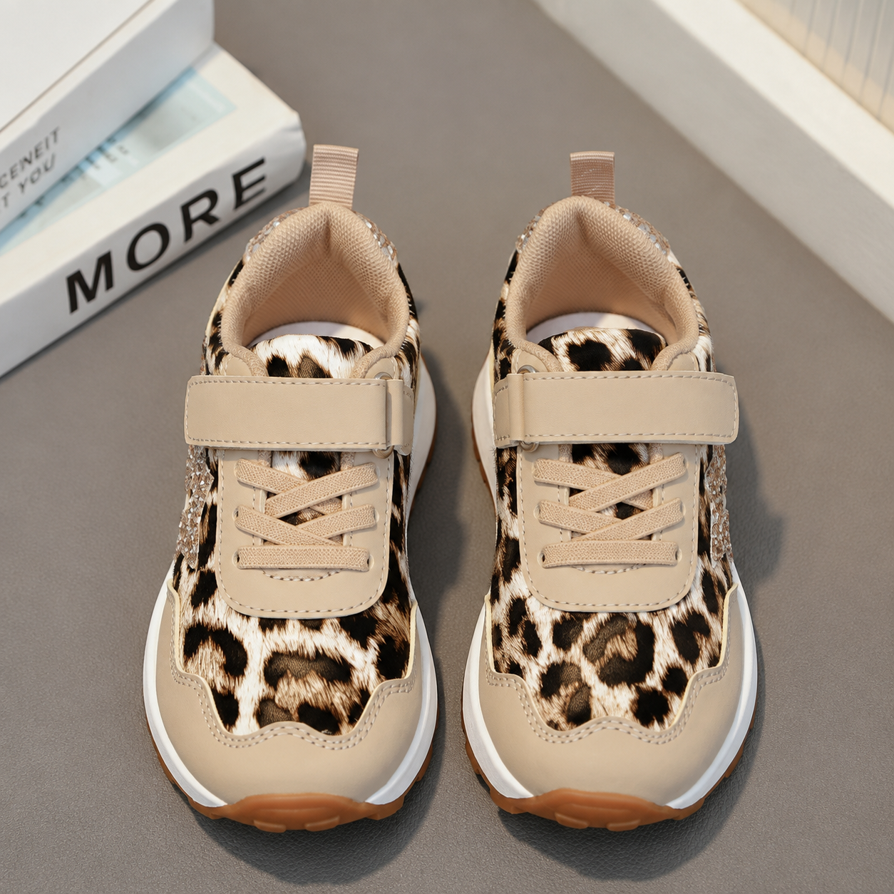 Leopard Print All Seasons Outdoor Sports Shoes For Girls