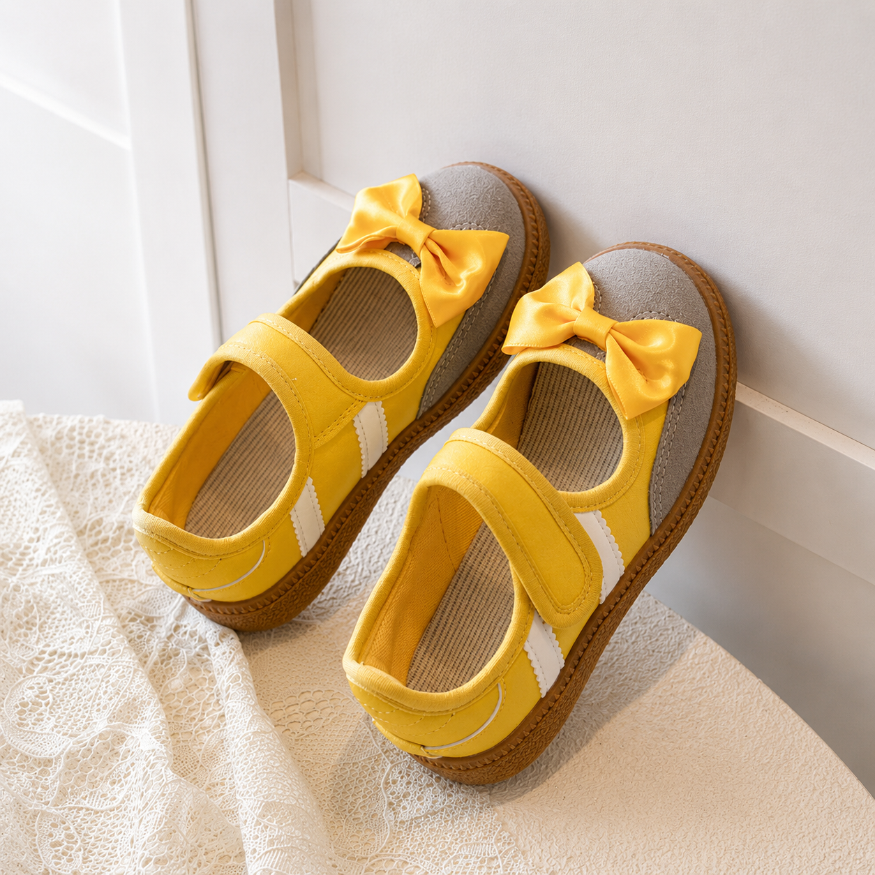 Casual Versatile Soft Bottom Bow Slip On Shoes For Kids