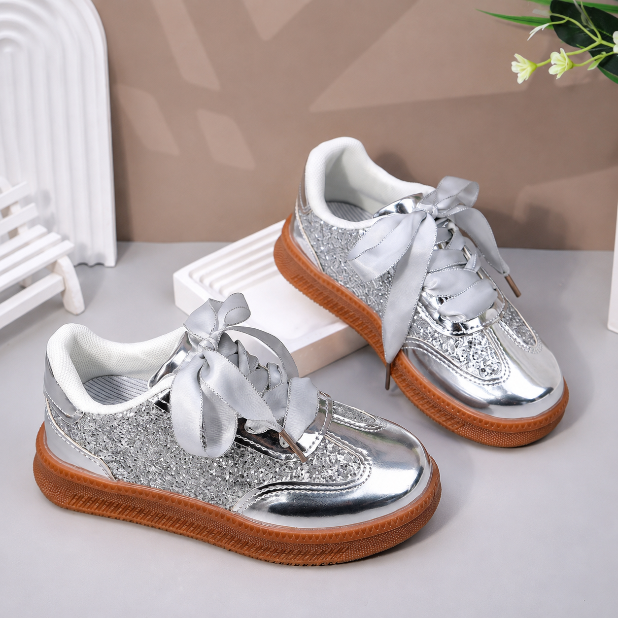 Casual Solid Color Thick Sole Sneakers Sports Shoes For Kids