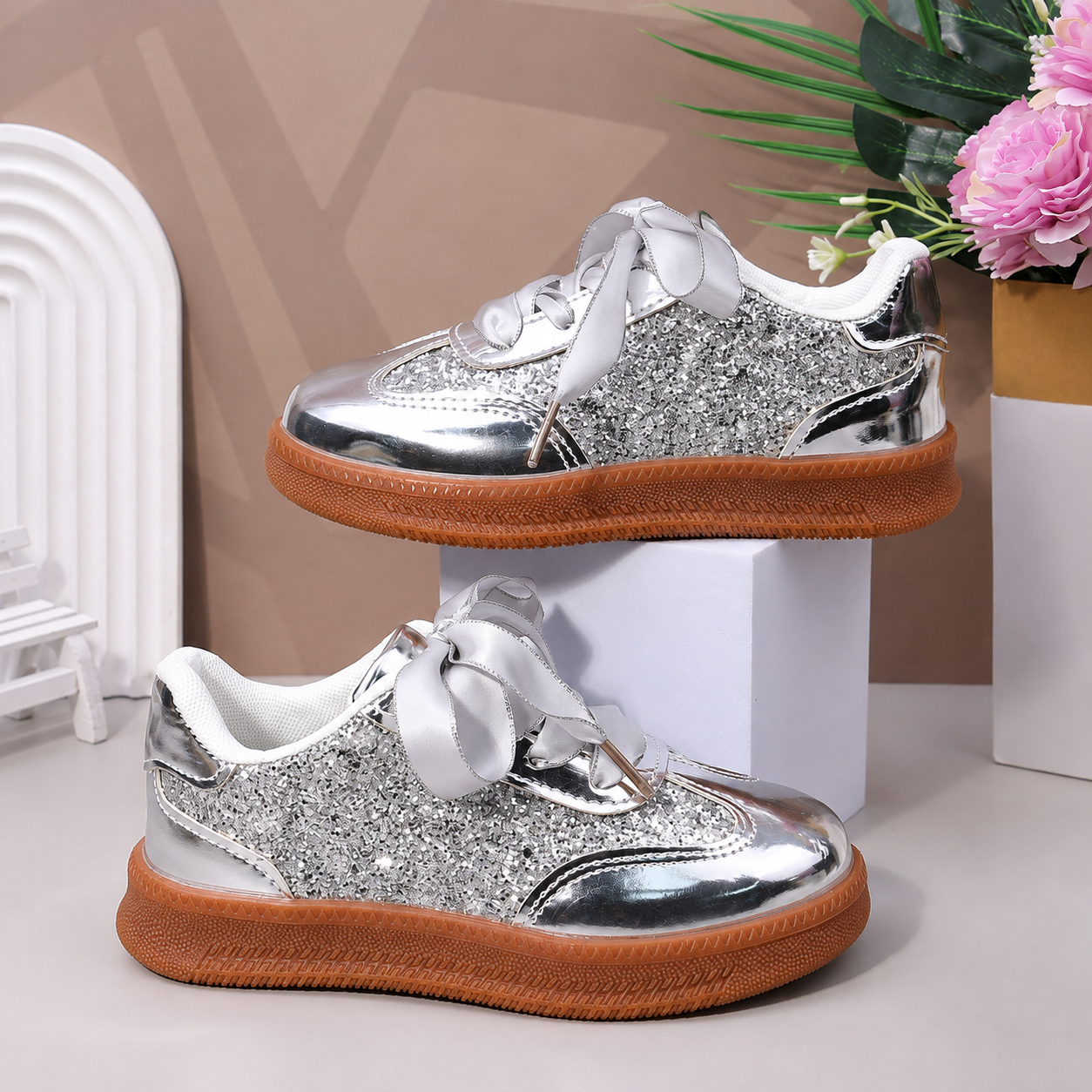 Casual Solid Color Thick Sole Sneakers Sports Shoes For Kids