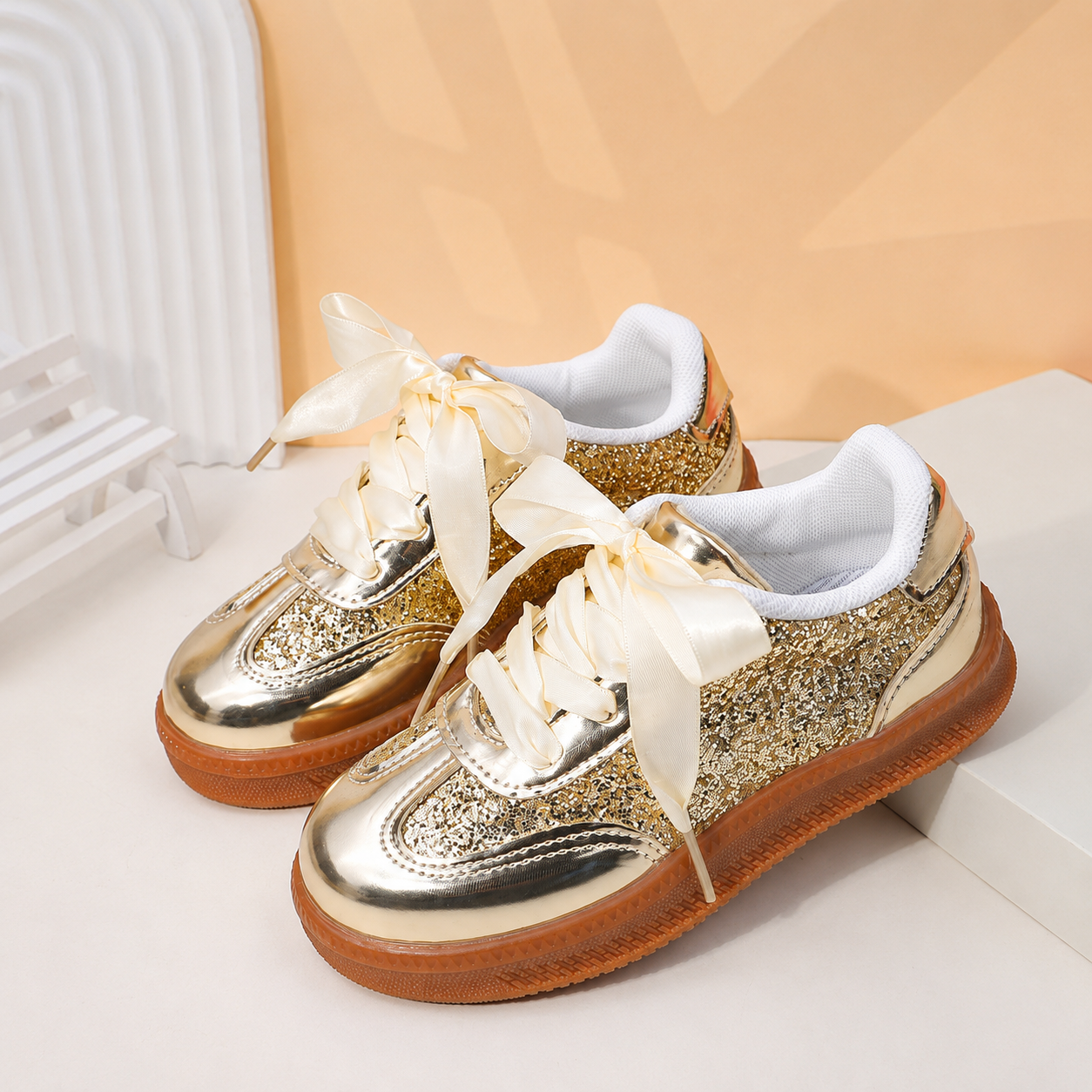 Casual Solid Color Thick Sole Sneakers Sports Shoes For Kids
