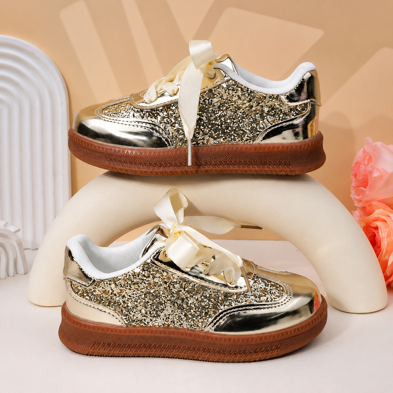 Casual Solid Color Thick Sole Sneakers Sports Shoes For Kids