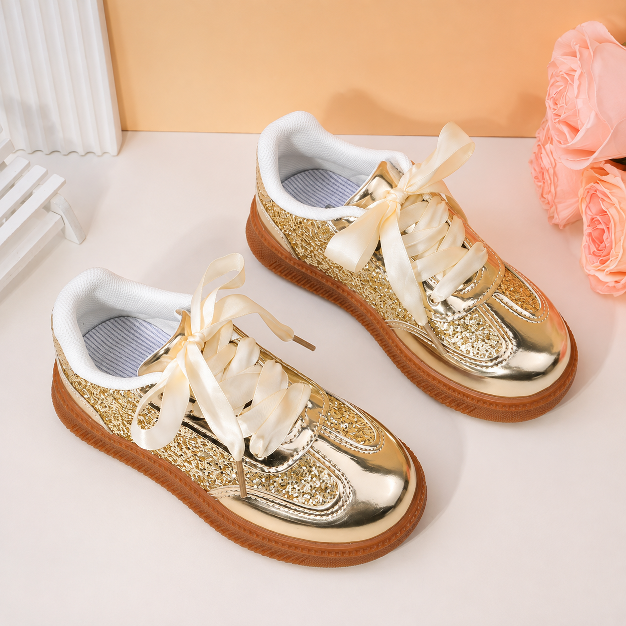 Casual Solid Color Thick Sole Sneakers Sports Shoes For Kids