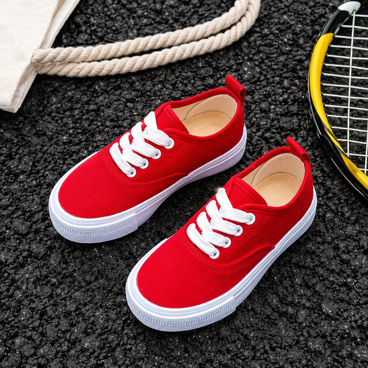 Casual Versatile Korean Style Canvas Athletic Shoes For Kids