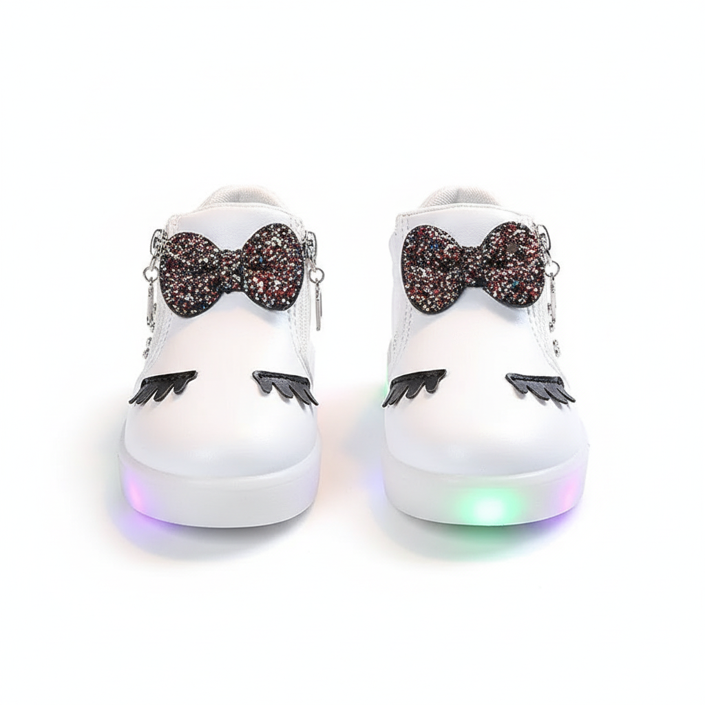 LED Zip Up High Top Shoes With Bow
