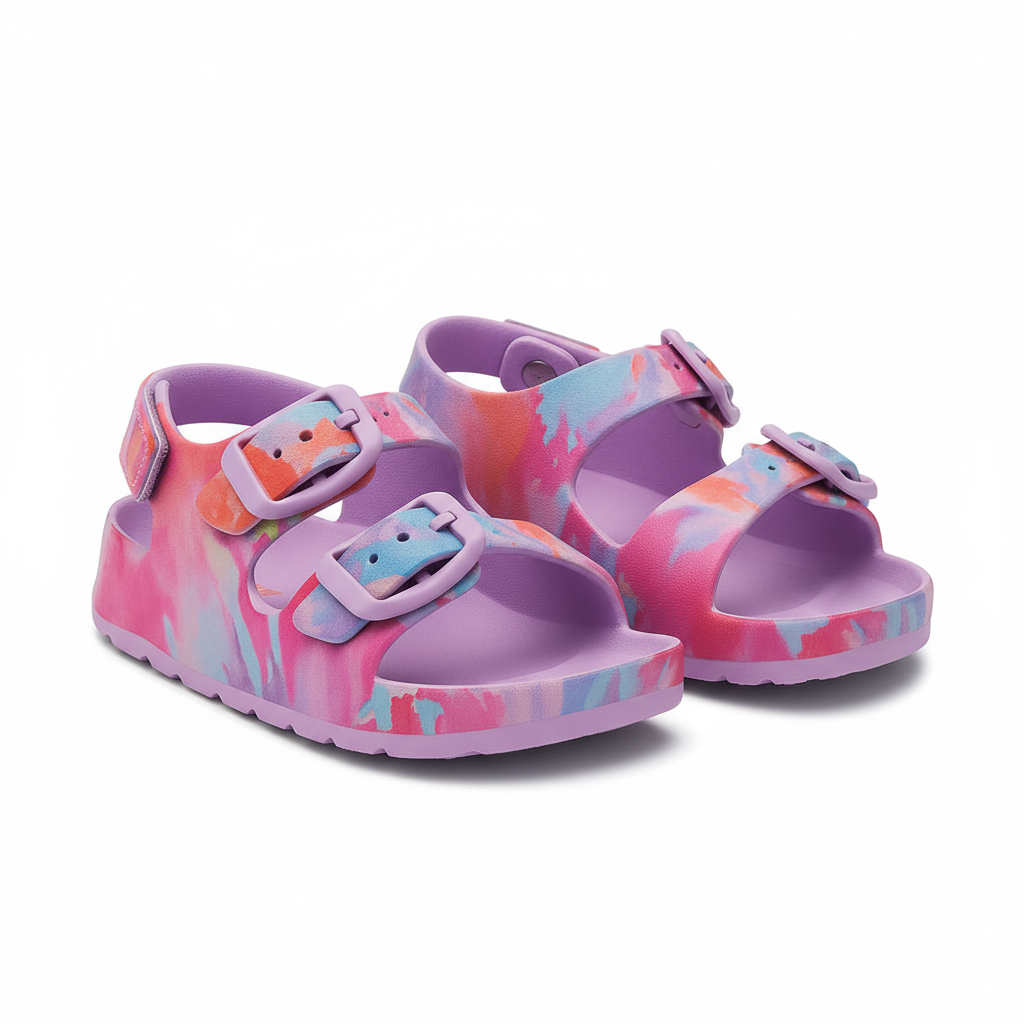 Double Buckle Children Adjustable Back Strap Water Sandal For Toddler Boys Girls