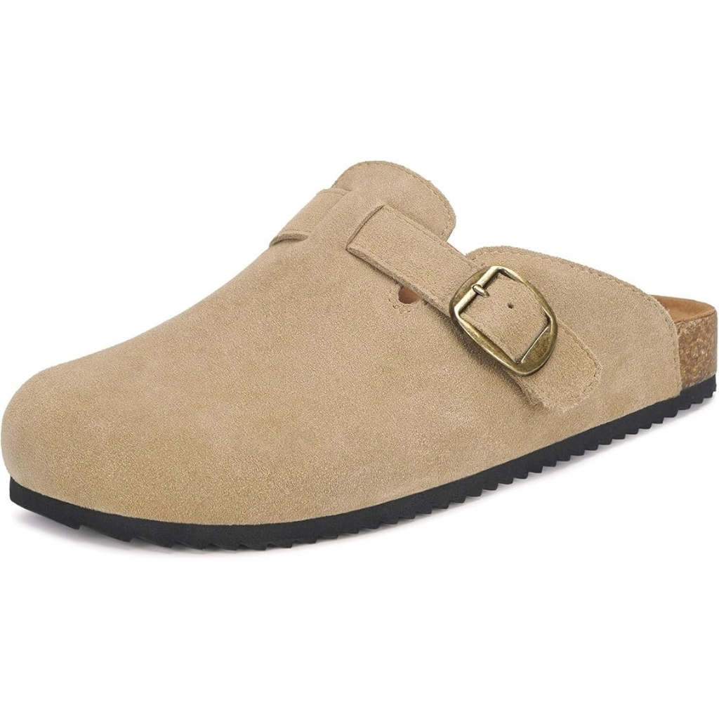 Leather Mules Cork Footbed Sandals With Arch Support