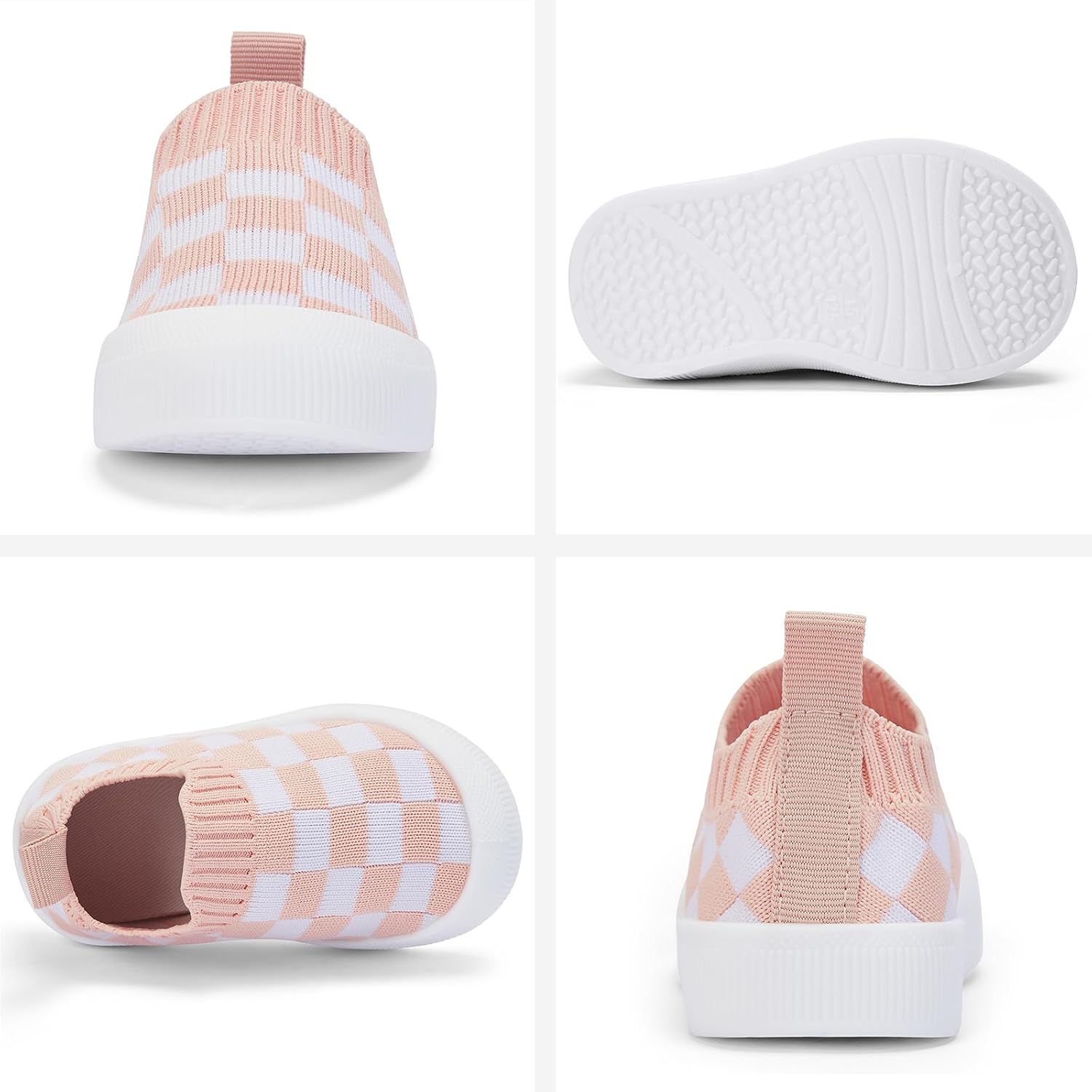 Checkered Knit Slip On Sneakers with Pull Tab for Kids