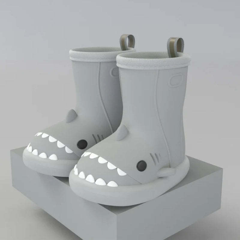 Shark Themed Rain Boots With Pull On Tabs