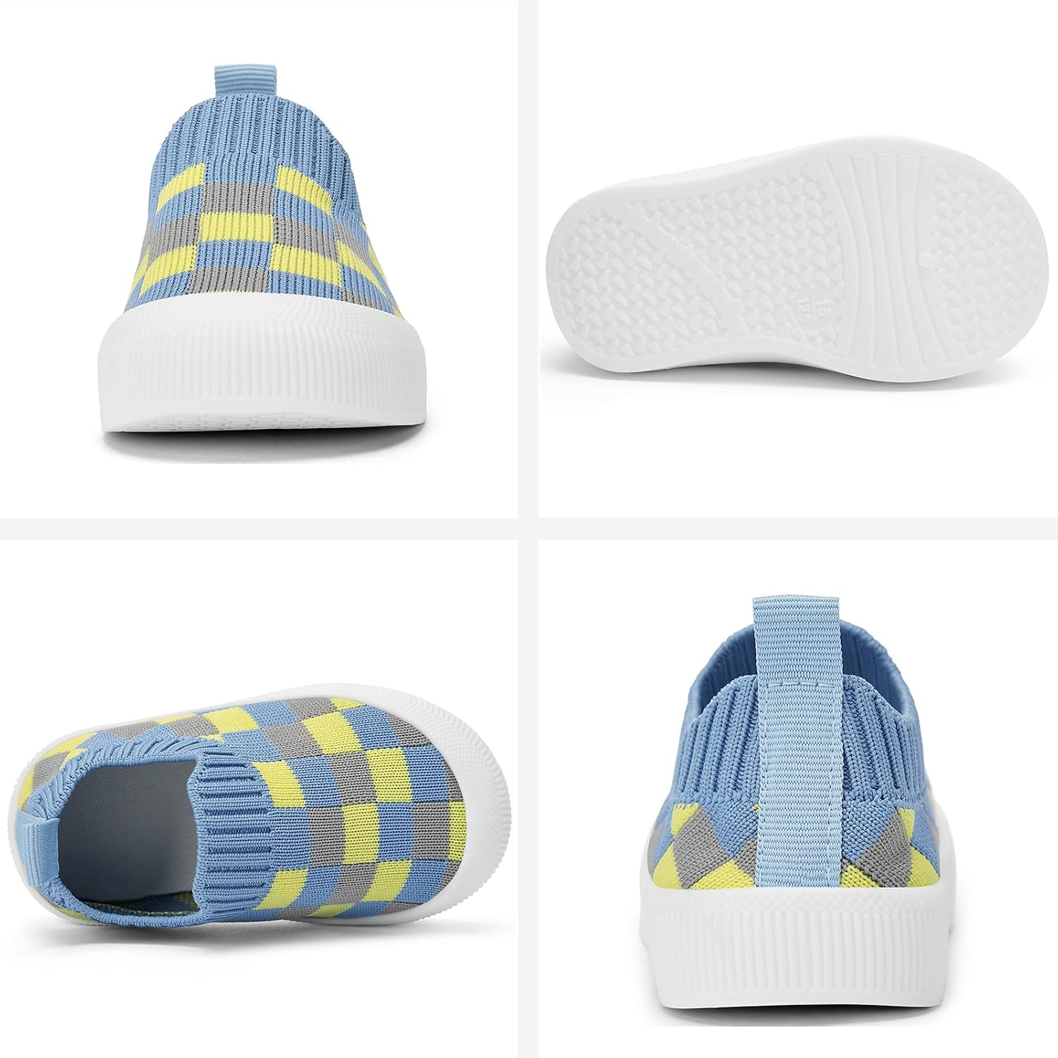 Checkered Knit Slip On Sneakers with Pull Tab for Kids