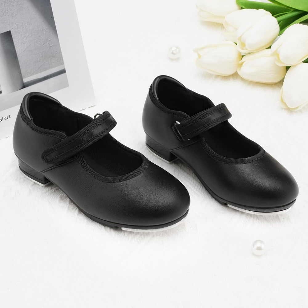 Classic Patent Tap Dance Shoes with Adjustable Strap for Girls