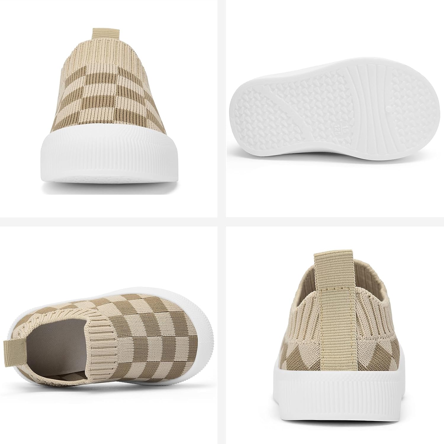Checkered Knit Slip On Sneakers with Pull Tab for Kids