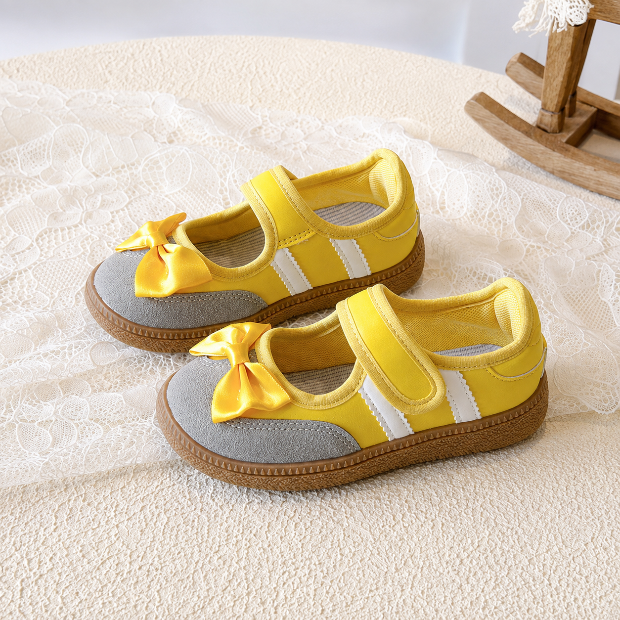 Casual Versatile Soft Bottom Bow Slip On Shoes For Kids
