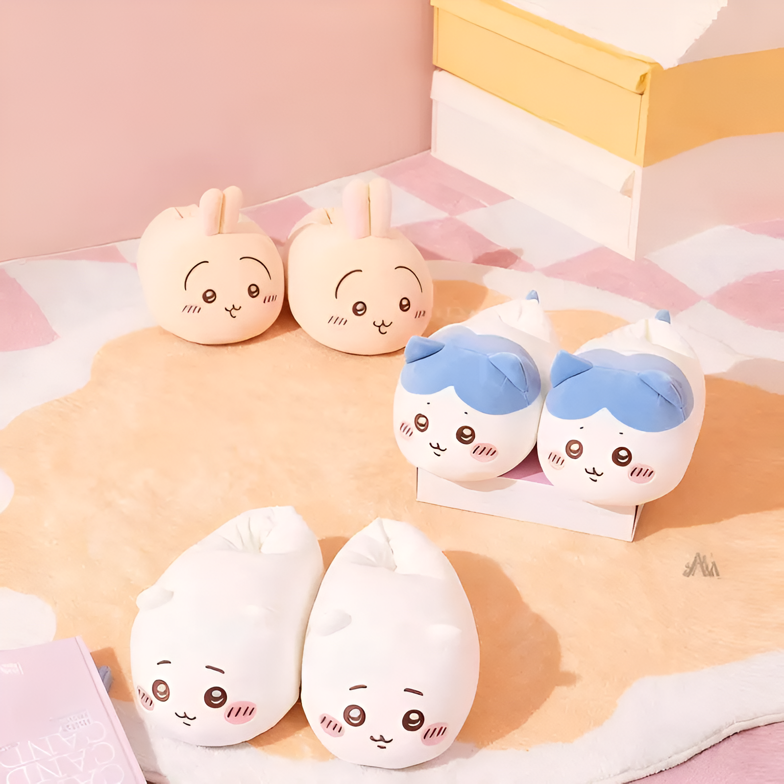 Women’s Slippers(One Size Fits Most) – 2025 New Winter & Fall Plush Cotton House Shoes, Cute Usagi & Shiba Inu Design, Warm Non-Slip Indoor Cozy Footwear