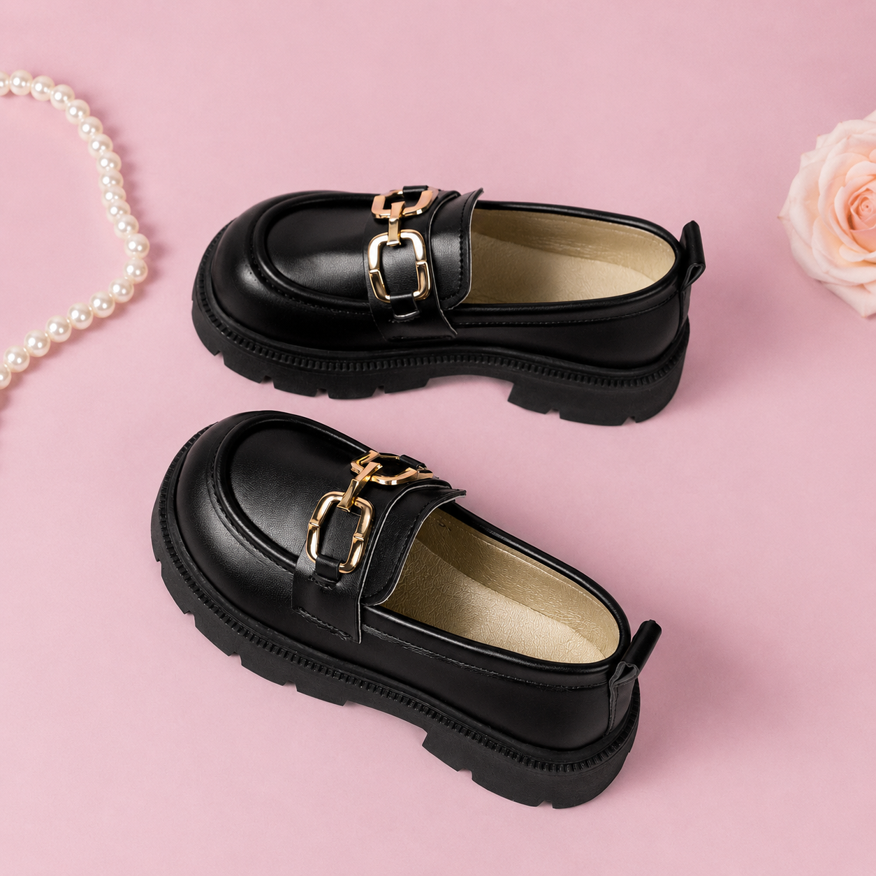 Lightweight British Style Flat Princess Loafers For Girls
