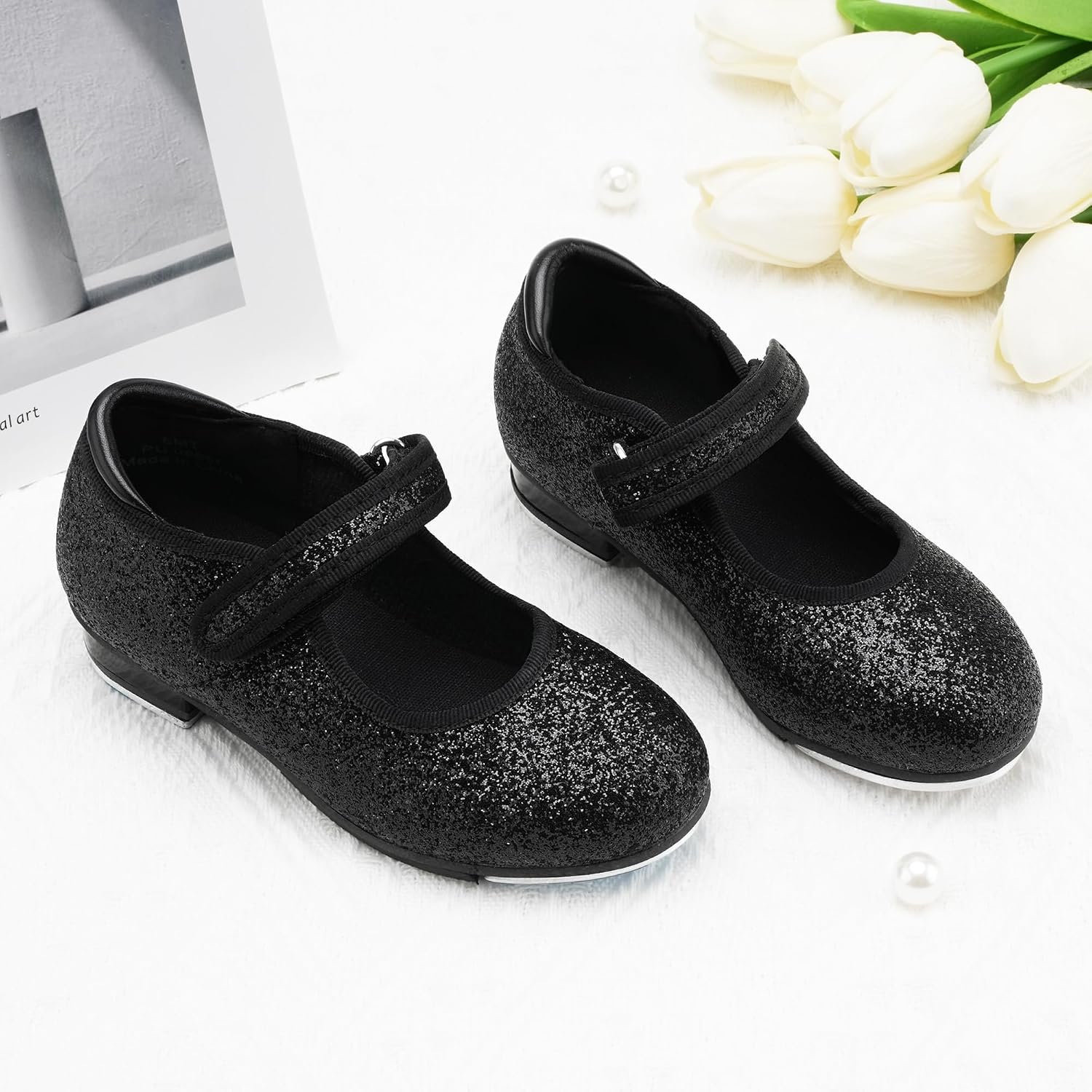 Classic Patent Tap Dance Shoes with Adjustable Strap for Girls
