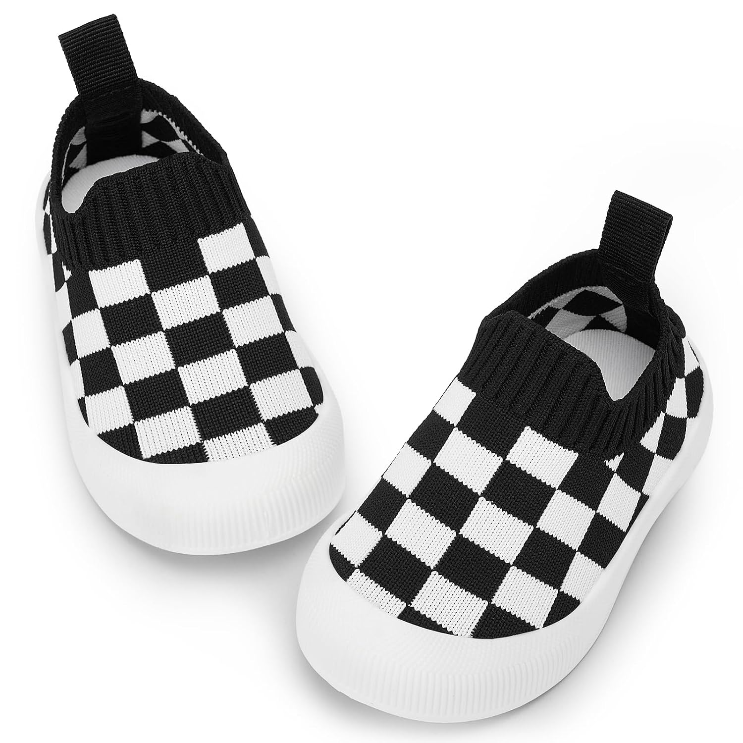 Checkered Knit Slip On Sneakers with Pull Tab for Kids