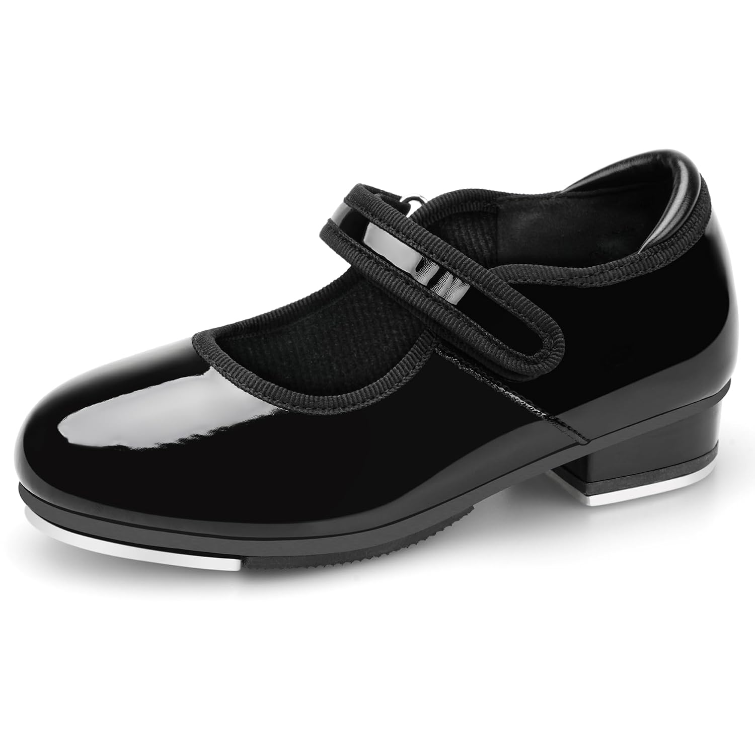 Classic Patent Tap Dance Shoes with Adjustable Strap for Girls