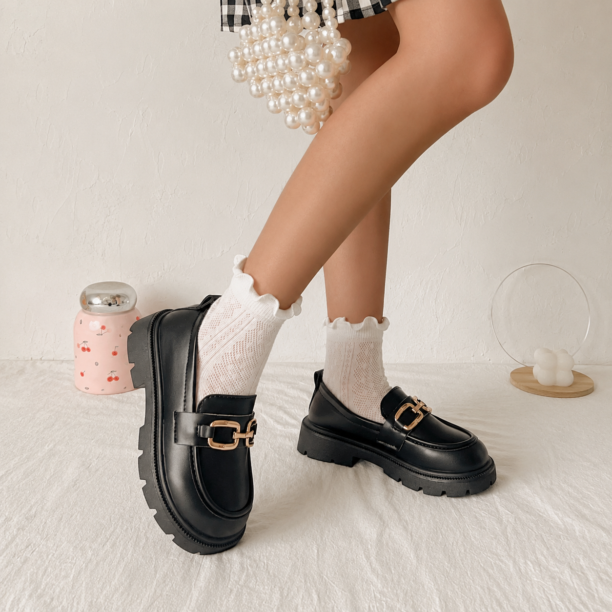 Lightweight British Style Flat Princess Loafers For Girls
