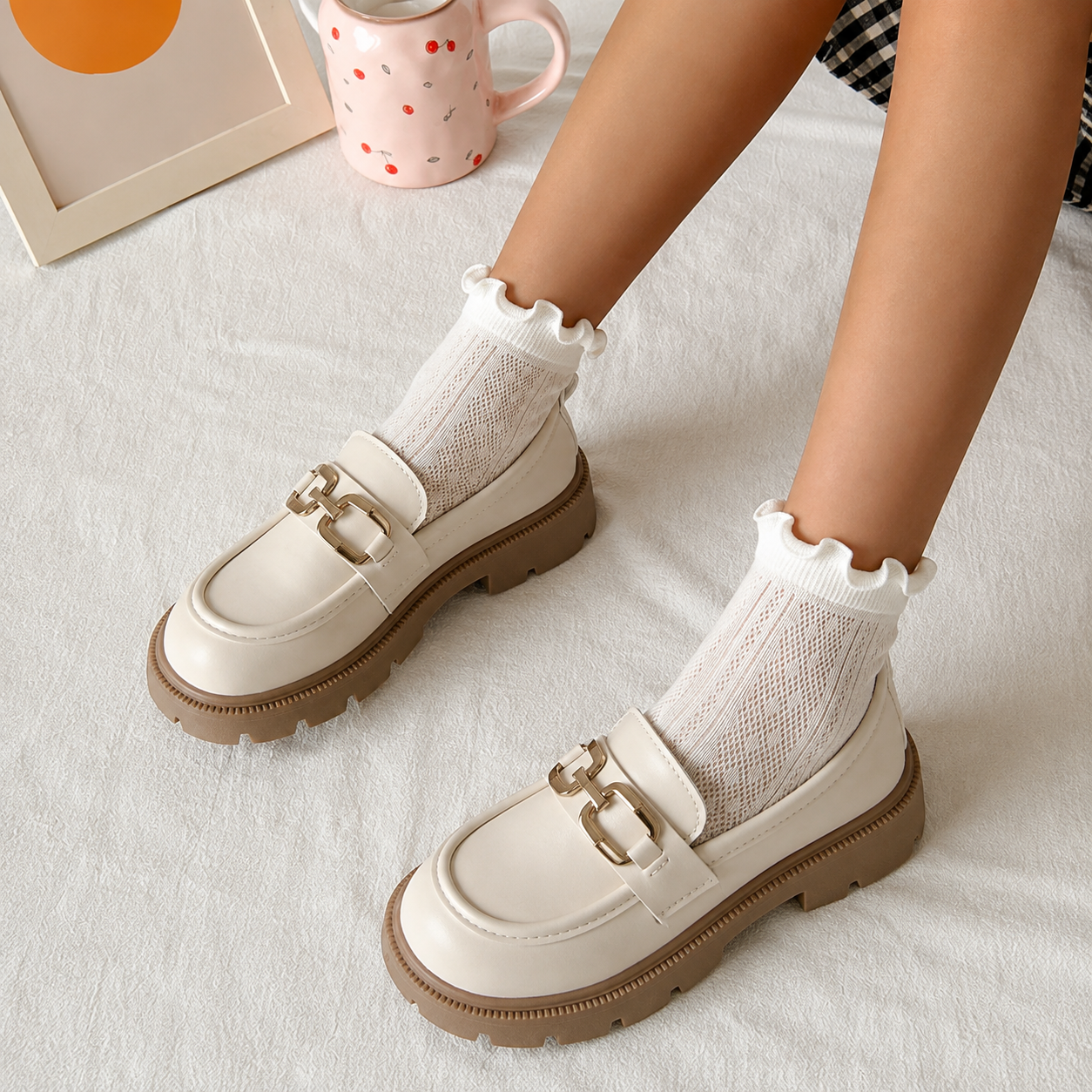 Lightweight British Style Flat Princess Loafers For Girls