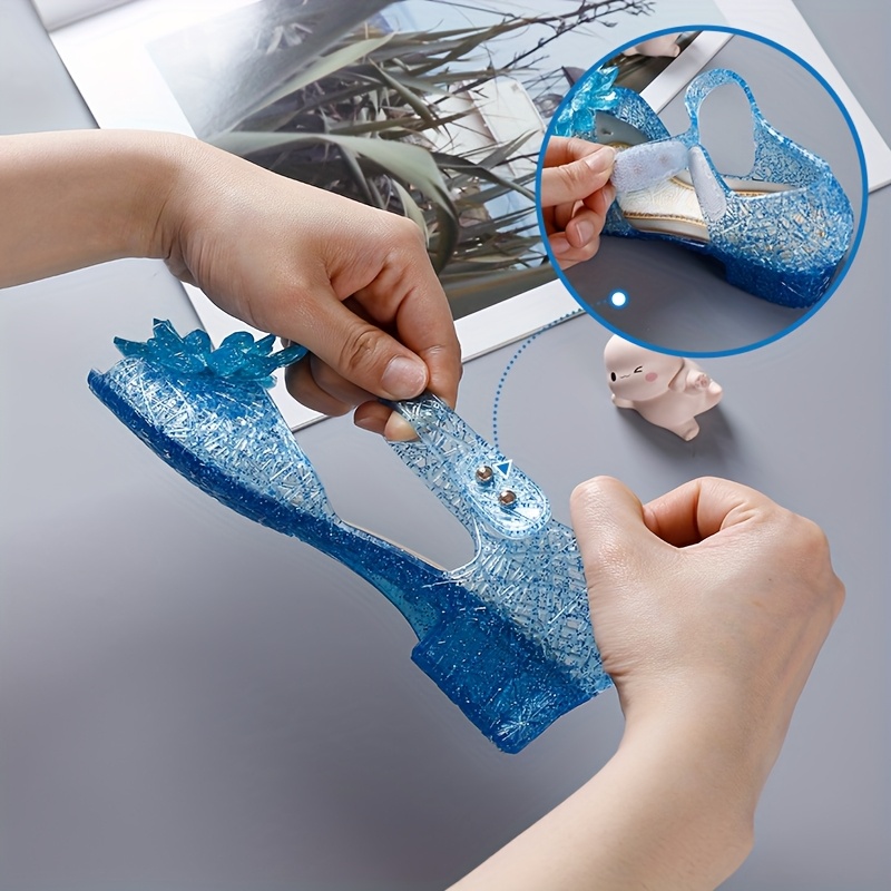 Sparkling Floral Jelly Sandals with Adjustable Strap for Girls