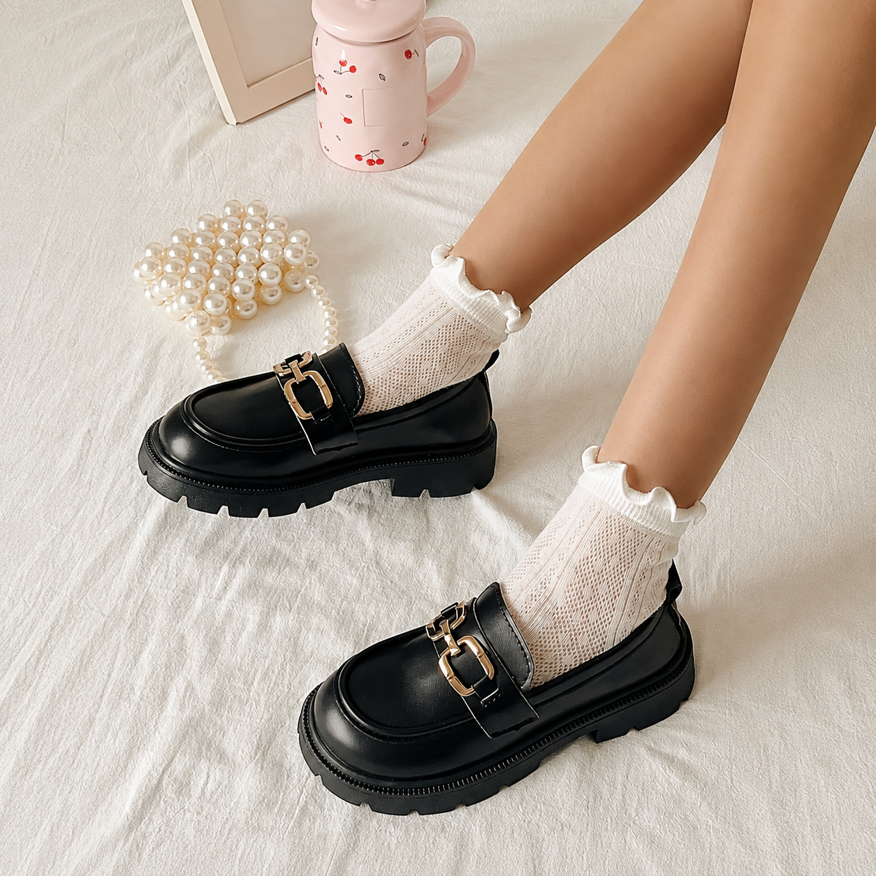 Lightweight British Style Flat Princess Loafers For Girls