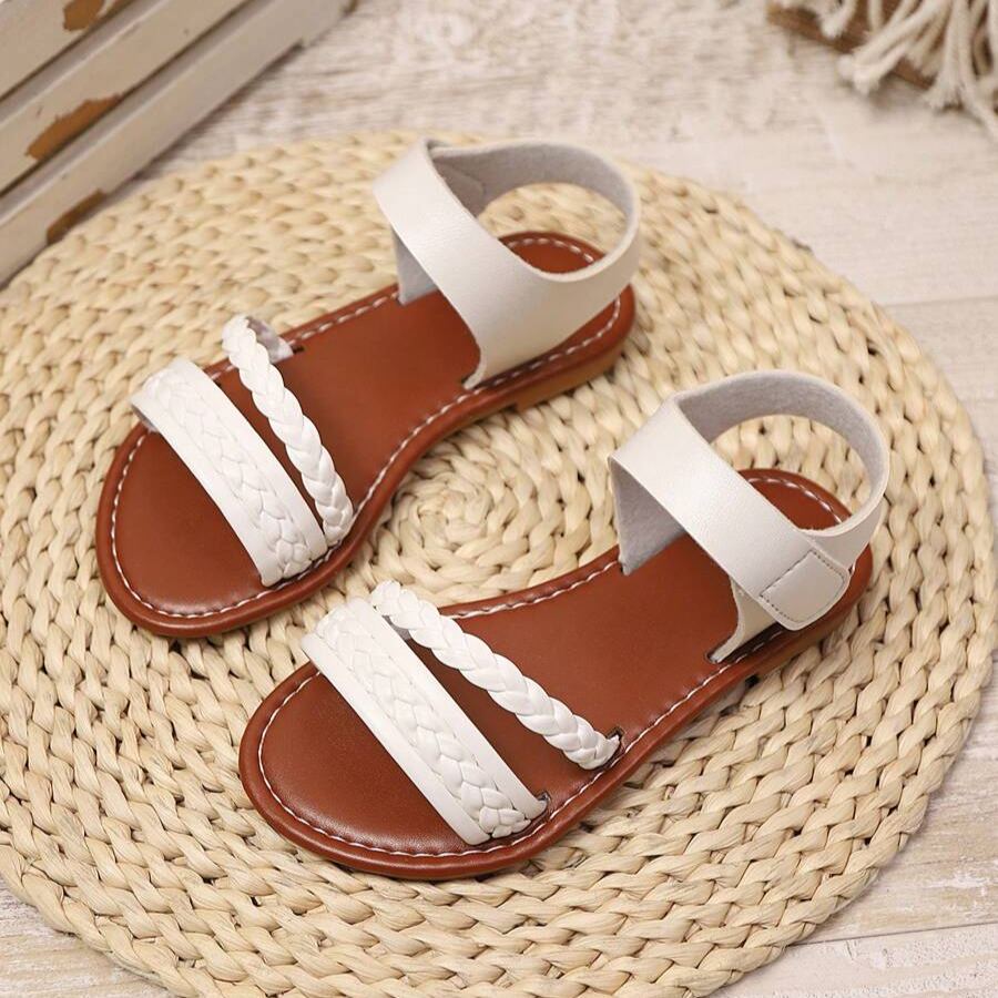 Woven Roman Style Thick Elastic Band Design Outdoor Sandals For Girls