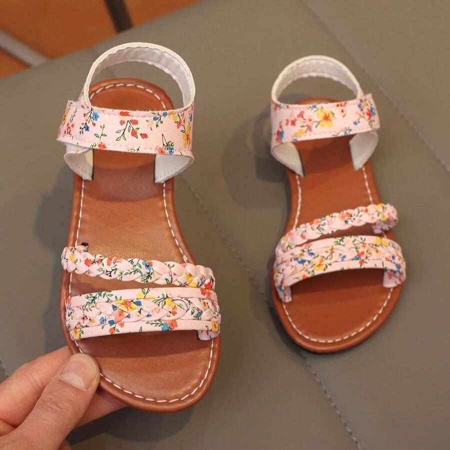 Woven Roman Style Thick Elastic Band Design Outdoor Sandals For Girls