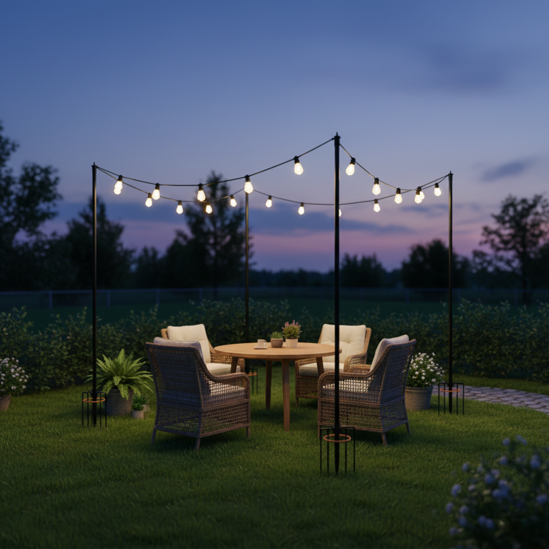 10 Ft String Light Poles 4 Pack