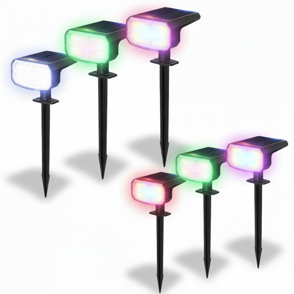 Solar Spot RGB Lights Outdoor Waterproof 4 Pack