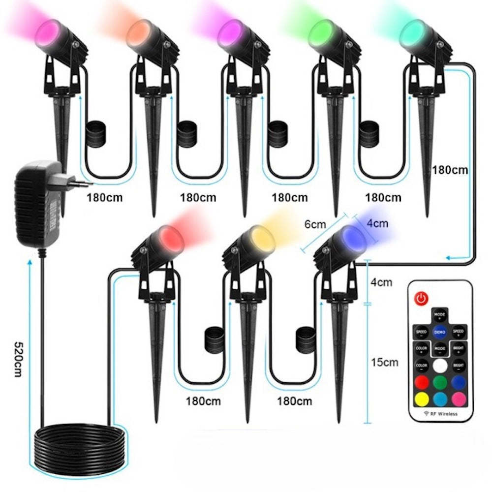 Decorative Outdoor RGB 12V Remote Controlled Lawn Lamp-LED Solar Fairy Lights