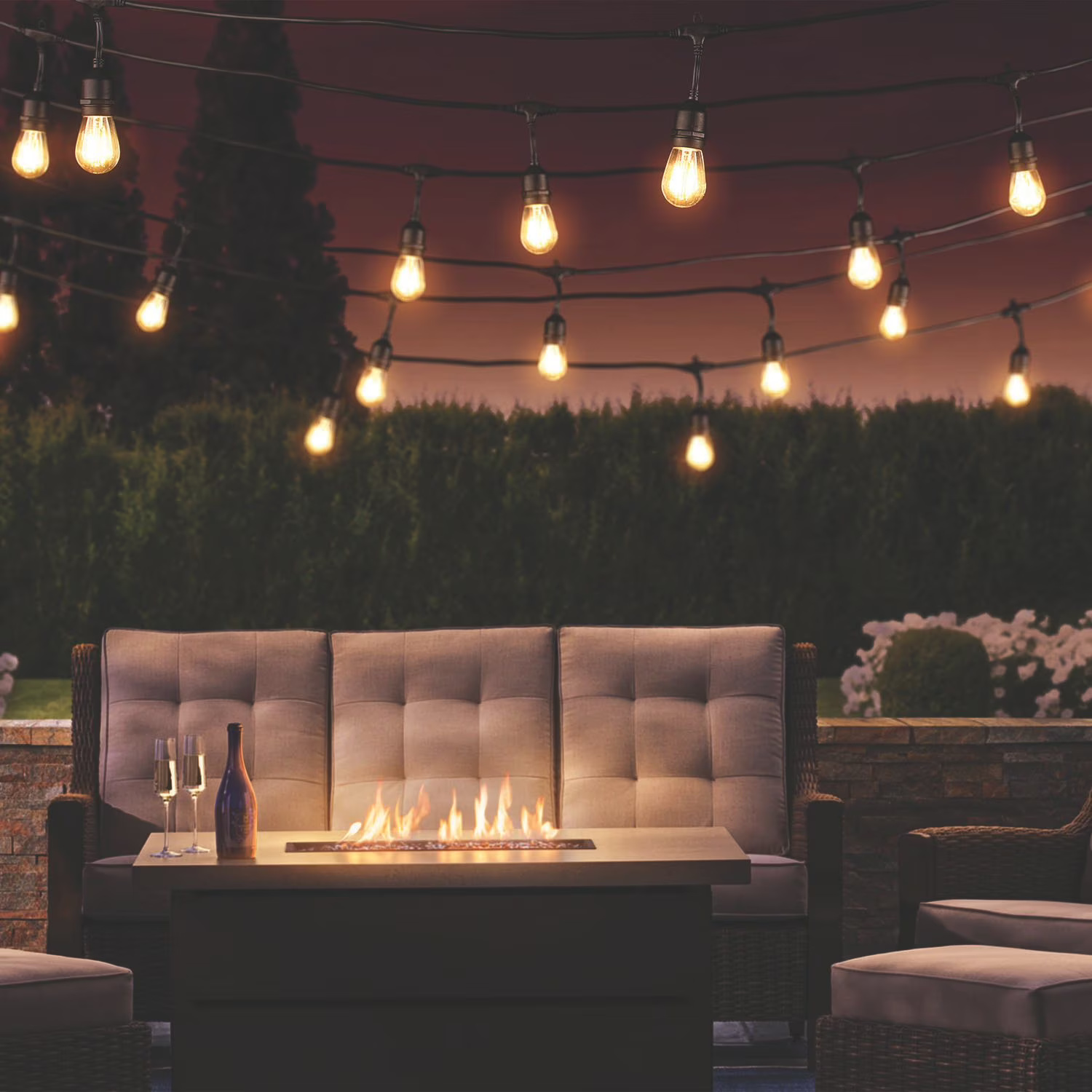 Outdoor LED Cafe String Lights With 24 Bulbs For Patio And Backyard