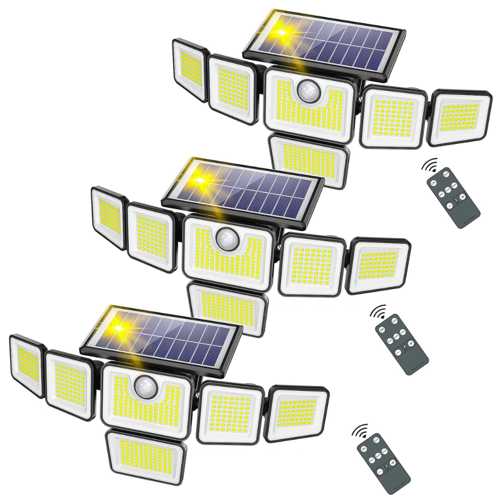 Pack Of 2 Solar Outdoor Waterproof 401 LEDs Motion Sensor IP65 Flood Lights
