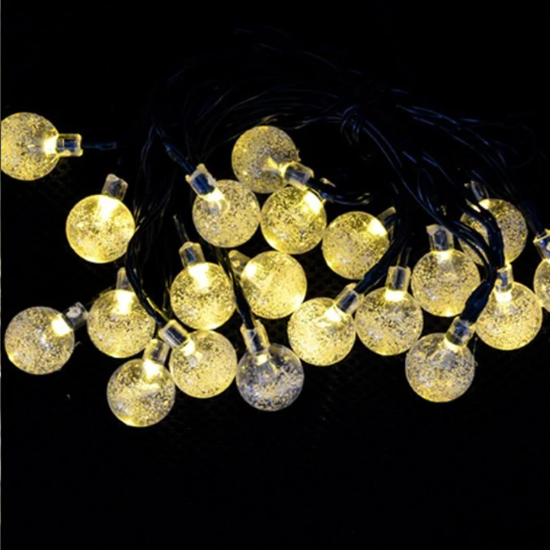 20 LED Solar-Powered Crystal Ball String Lights-LED Solar Fairy Lights