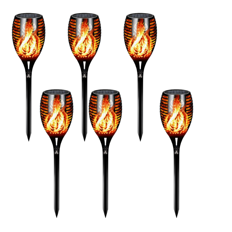 Tall Solar Torch Lights With Flickering Flame For Outdoor Decor