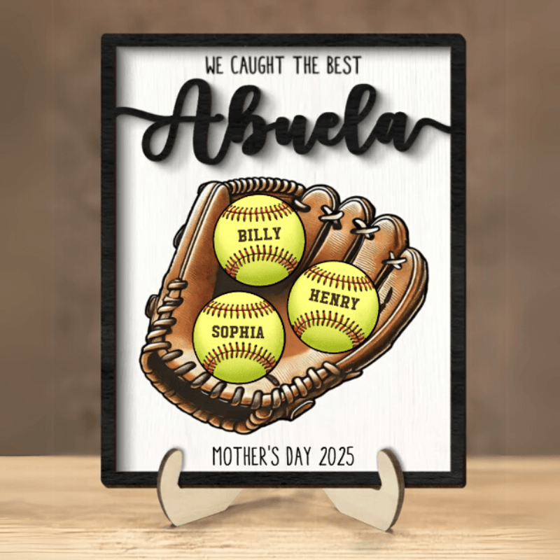 Mothers Day Personalized Baseball Glove Display - Solar Flame Torch
