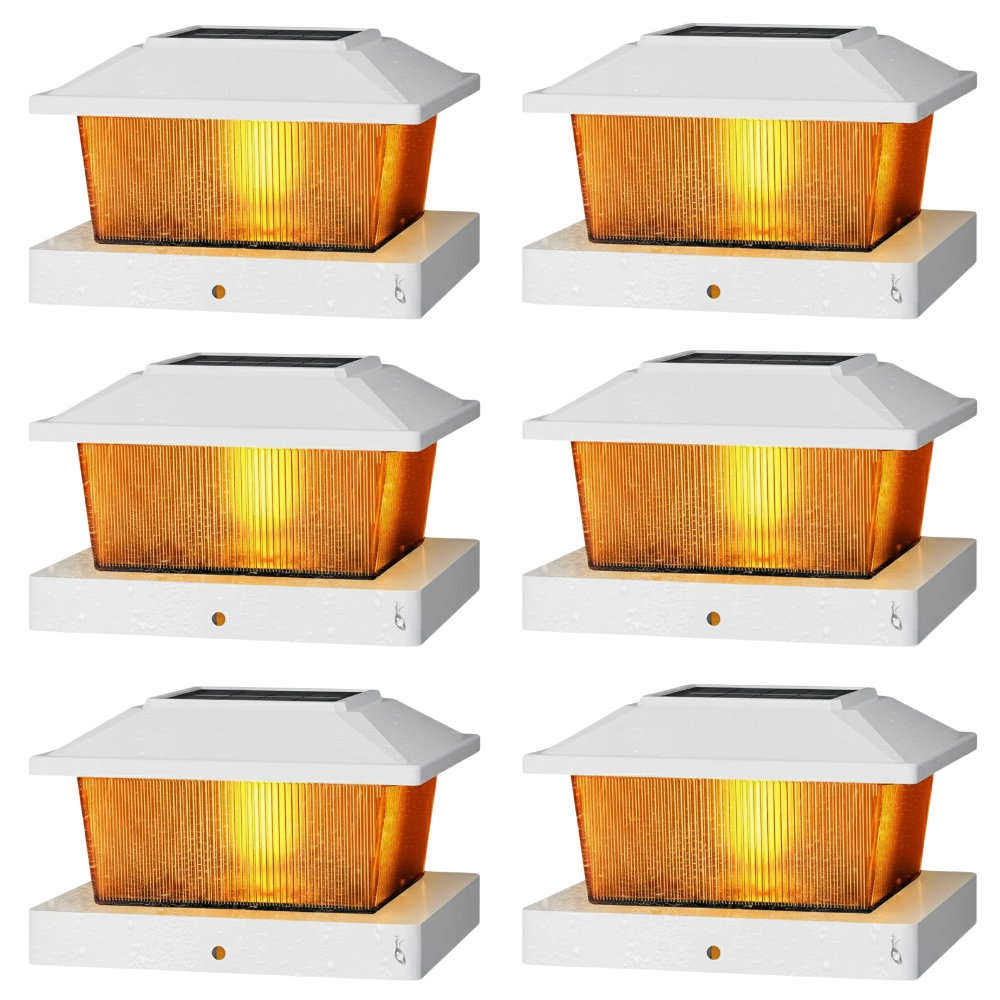 Flickering Flame Solar Post Cap Lights for Outdoor Deck and Fence