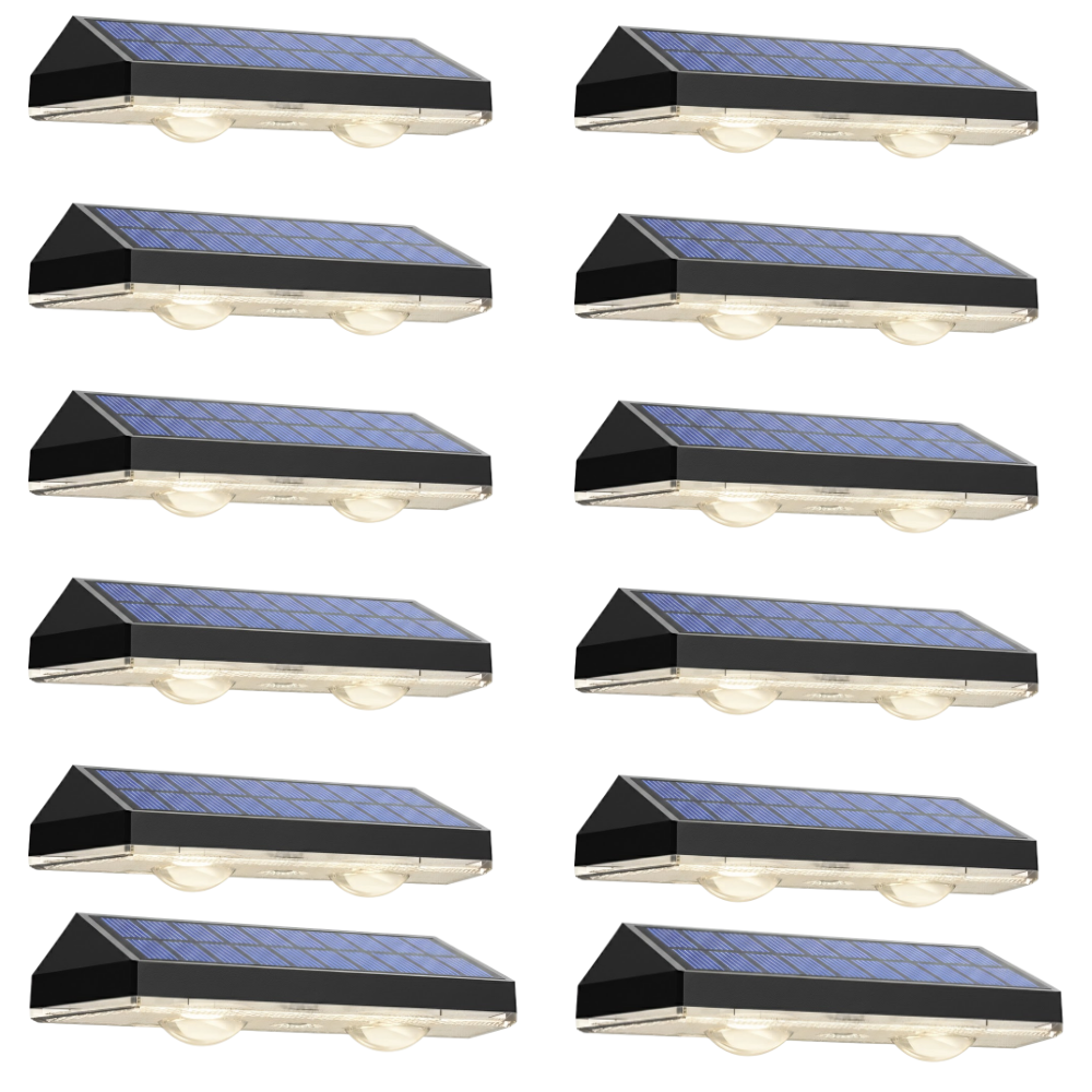 Solar Powered Outdoor Fence Lights With 3 Lighting Modes