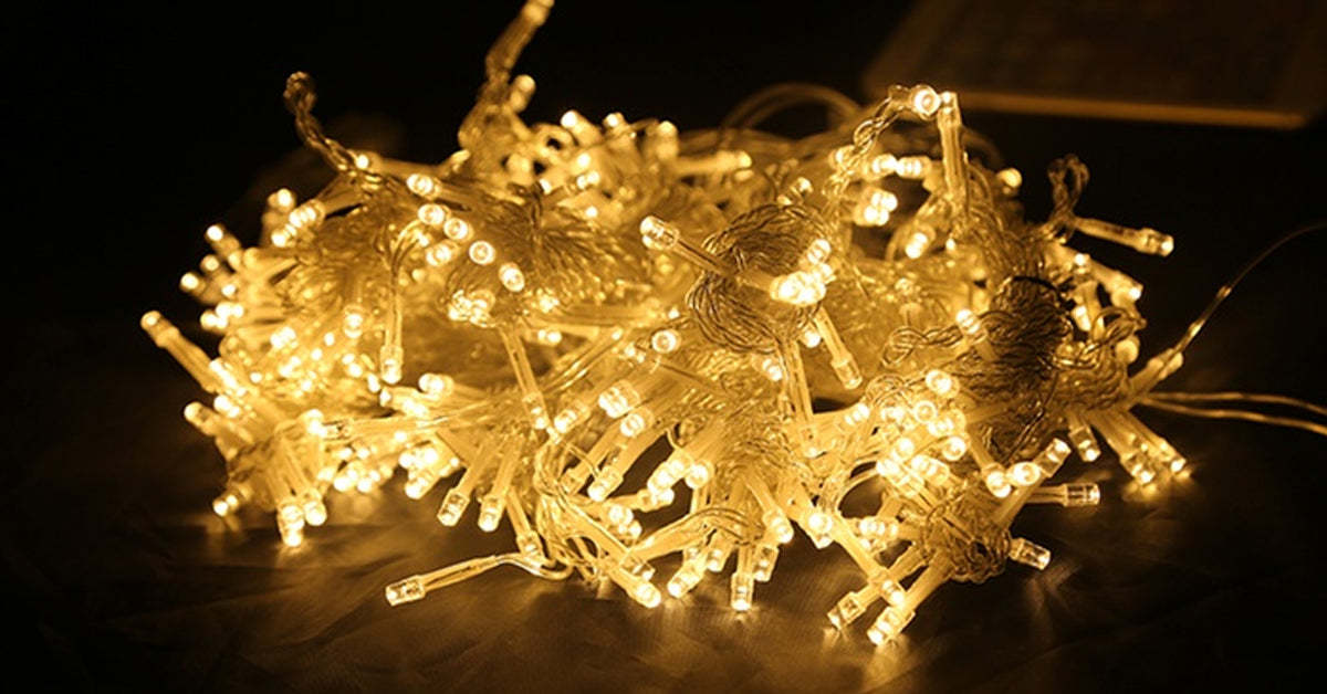 10Ft. 300-LED Warm White String Curtain Light Upgraded-LED Solar Fairy Lights