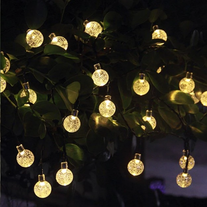 20 LED Solar-Powered Crystal Ball String Lights-LED Solar Fairy Lights