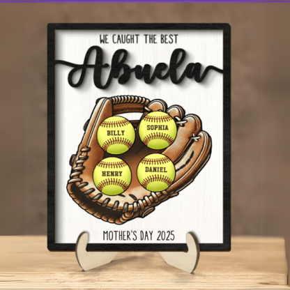 Mothers Day Personalized Baseball Glove Display - Solar Flame Torch