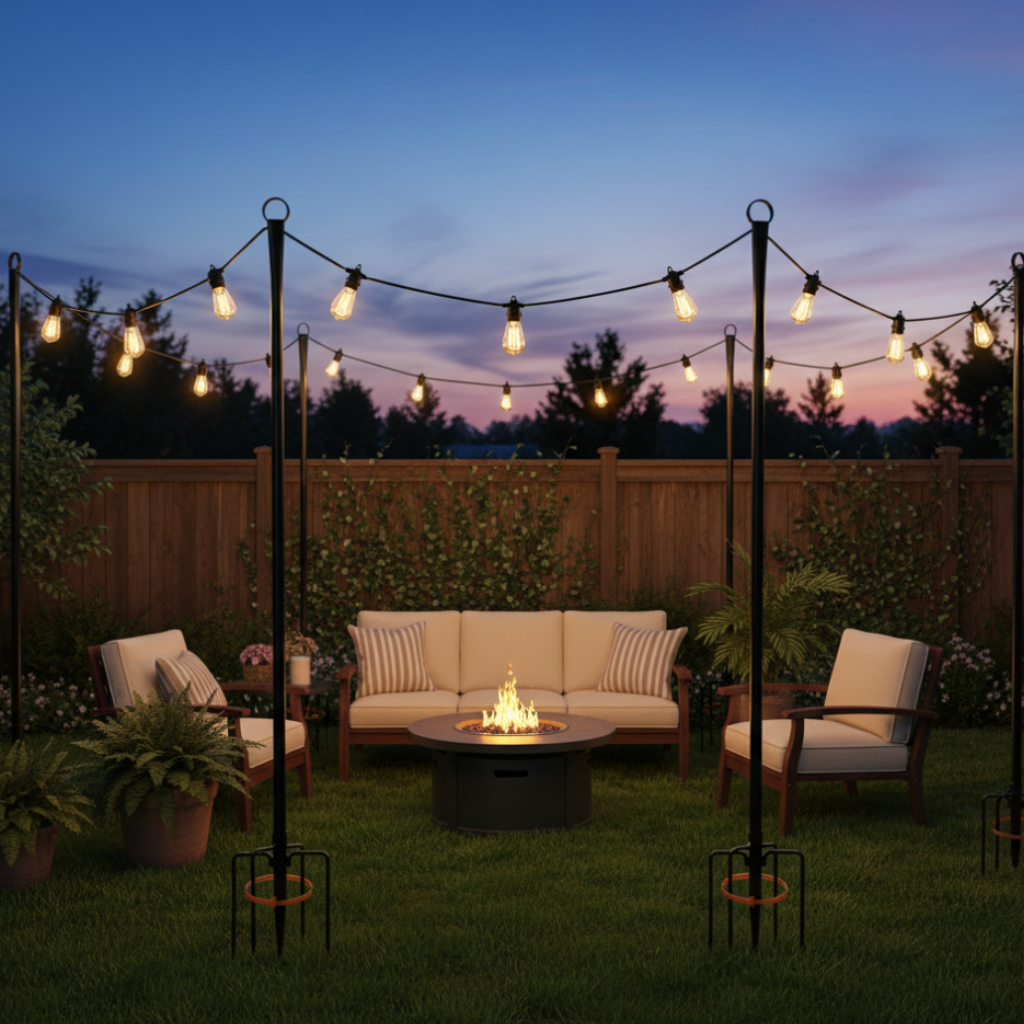 10 Ft String Light Poles 4 Pack