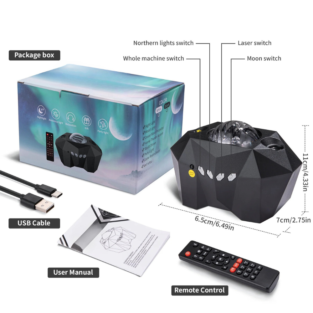 Starry Sky Projector With Moon And Music Sync-LED Solar Fairy Lights