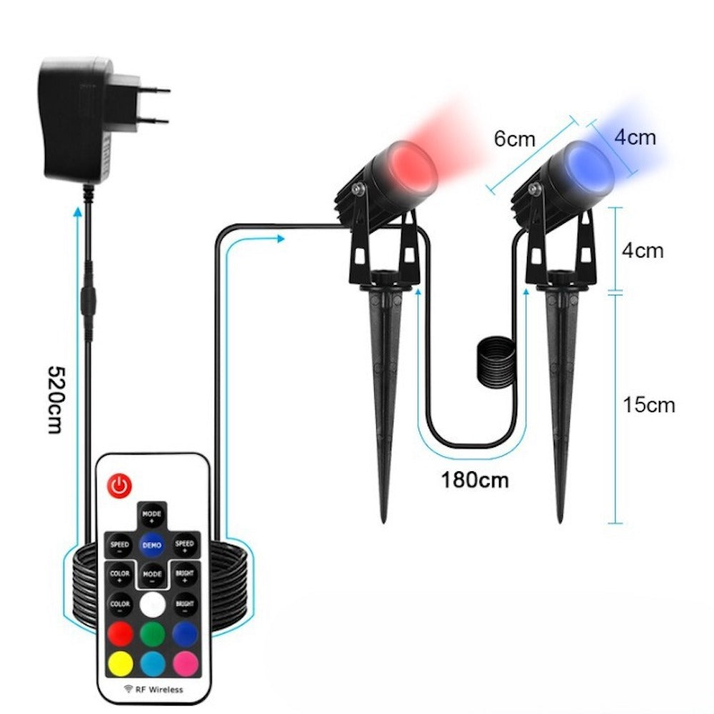 Decorative Outdoor RGB 12V Remote Controlled Lawn Lamp-LED Solar Fairy Lights