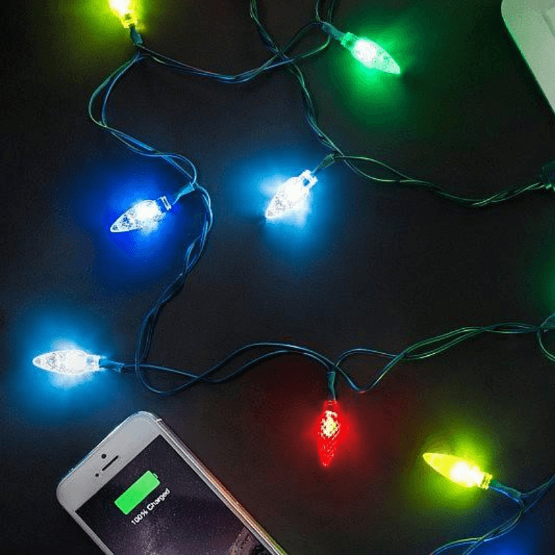 Christmas Vibrant Lights Phone Charging Cable - Solar Flame Torch