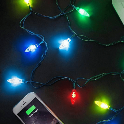 Christmas Vibrant Lights Phone Charging Cable - Solar Flame Torch